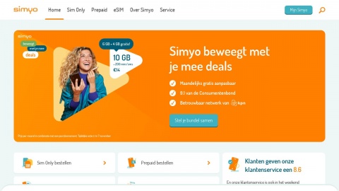 Bezoek de website Reviews over Simyo